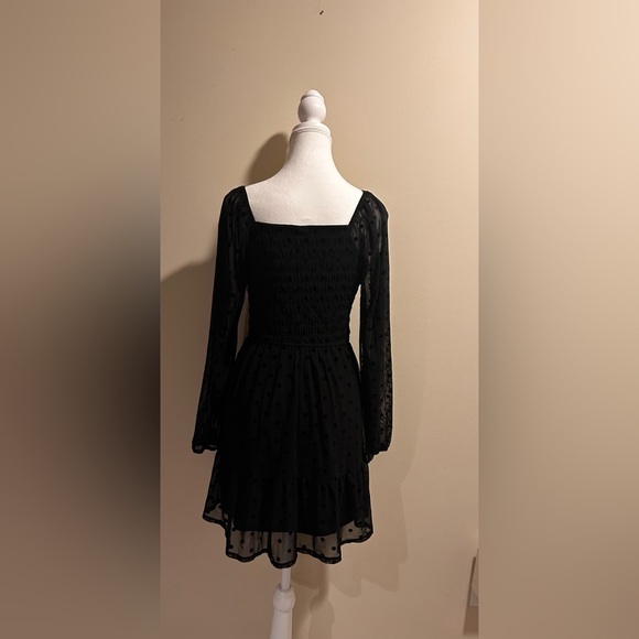 Like New Teen Girl black sheer polka dot dress. Flattering and flirty. - Picture 3 of 4